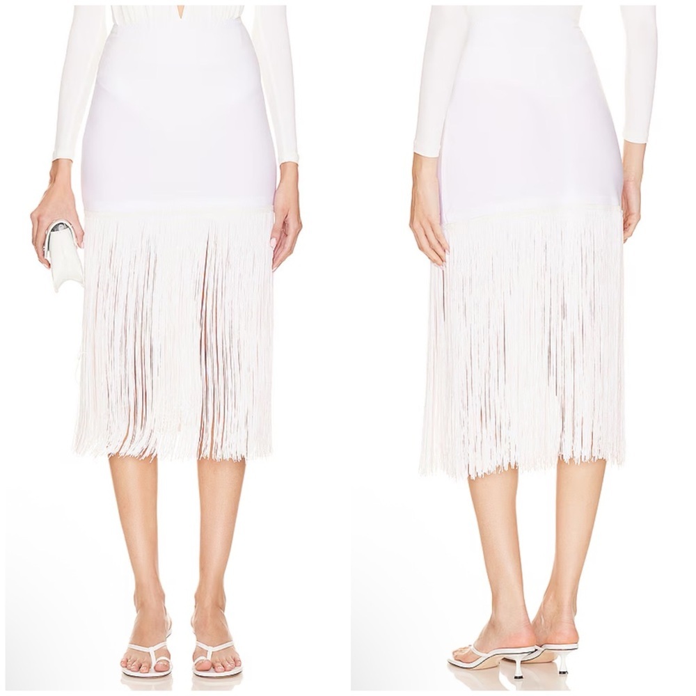 Norma Kamali x REVOLVE Fringe Mini Skirt in Snow White Size S